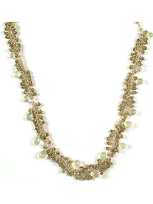 Faceted Prehnite Drop Necklace With Peridot