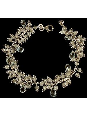 Faceted Rainbow Moonstone & Blue Topaz Bracelet