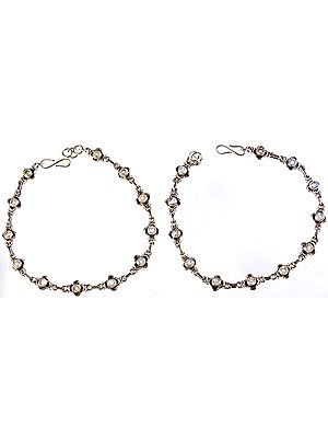 Faceted Rainbow Moonstone Anklets (Price Per Pair)