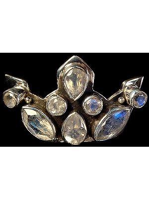 Faceted Rainbow Moonstone Crown Pendant