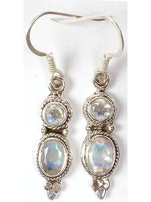 Faceted Rainbow Moonstone Earrings