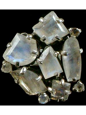 Faceted Rainbow Moonstone Ring