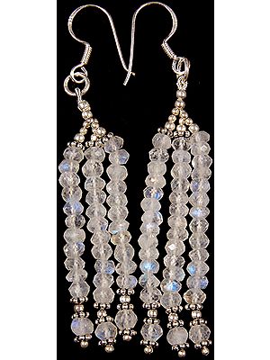 Faceted Rainbow Moonstone Shower Earrings