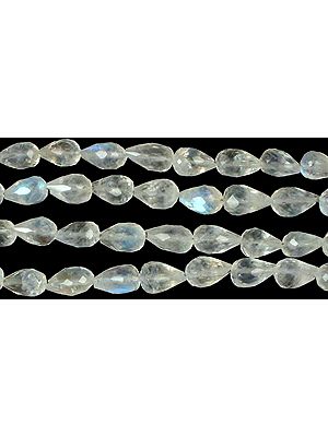 Faceted Rainbow Moonstone Straight Drilled Drops