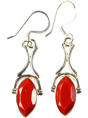 Faceted Redstone Marquis Earrings