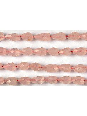 Faceted Rose Quartz Straight Drilled Drops | Semi-Precious Gemstone Beads