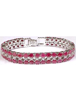 Faceted Ruby & Cubic Zirconia Bracelet