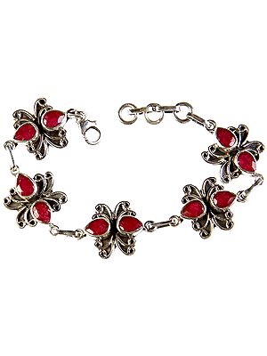 Faceted Ruby Butterfly Bracelet