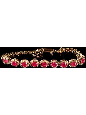 Faceted Ruby Bracelet with Diamonds