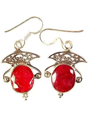 Faceted Ruby Earrings