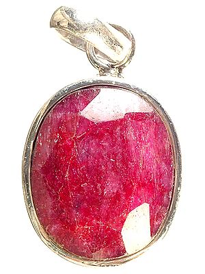 Faceted Ruby Oval Pendant