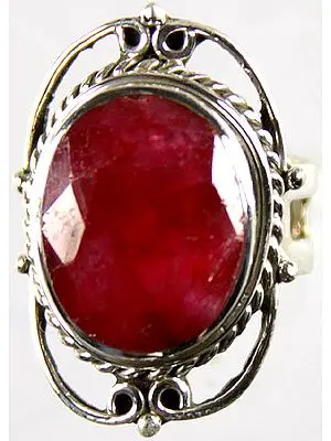 Sterling Silver Oval Ruby Ring