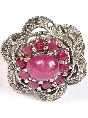 Faceted Ruby Ring