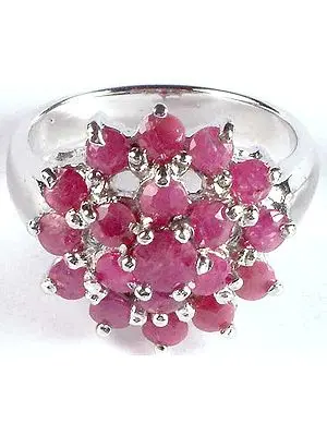 Faceted Ruby Cluster Ring