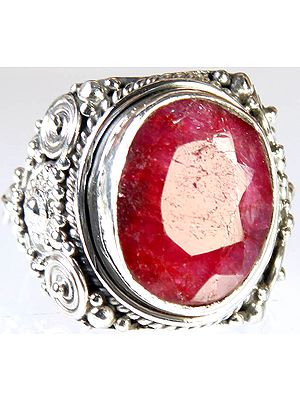 Faceted Ruby Ring