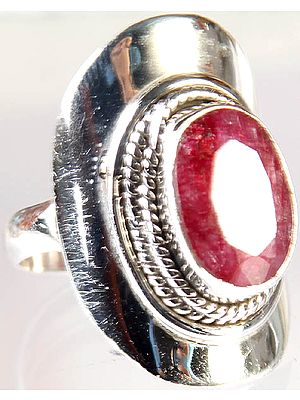 Faceted Ruby Ring