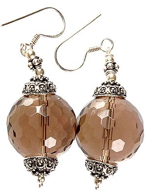 Faceted Smoky Quartz Beaded Earrings