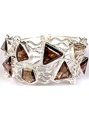 Faceted Smoky Quartz Designer Bracelet