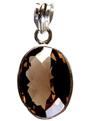 Faceted Smoky Quartz Oval Pendant