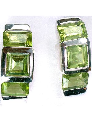 Faceted Triple Peridot Earrings