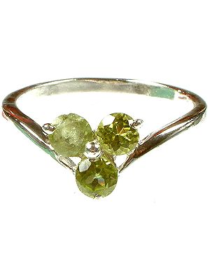 Faceted Triple Peridot Ring