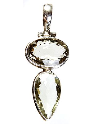 Faceted Twin Green Amethyst Pendant