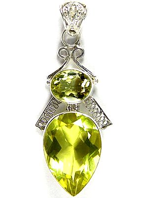 Faceted Twin Lemon Topaz Pendant