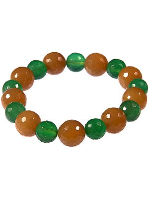Faceted Yellow Aventurine and Green Onyx Balls Stretch Bracelet