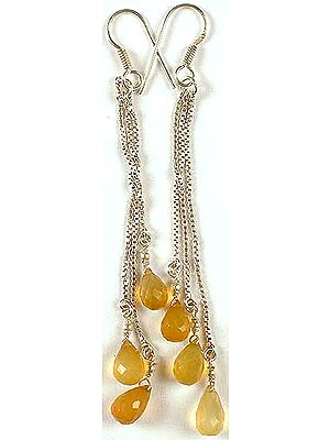 Faceted Yellow Chalcedony Drop Earrings