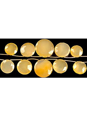 Faceted Yellow Chalcedony Top-drilled Large Coins