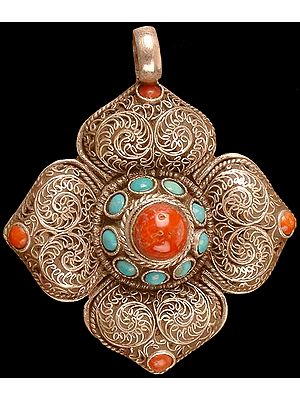 Filigree Lotus Pendant from Nepal