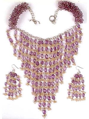 Fine Chandelier Necklace with Matching Earrings (Amethyst & Citrine)