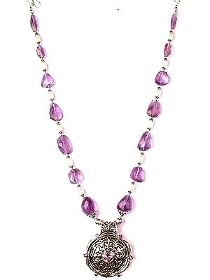 Fine Cut Amethyst & Pearl Necklace