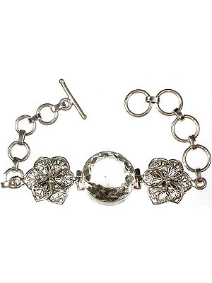 Fine Cut Crystal Bracelet with Twin Flower