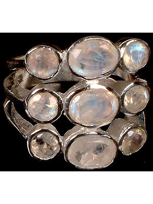 Fine Cut Rainbow Moonstone Ring