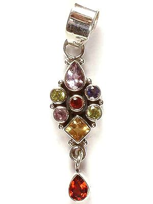 Five Color Faceted Gemstone Pendant