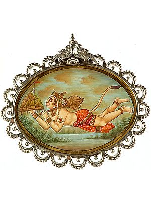 Flying Hanuman with Sanjeevani Mountain