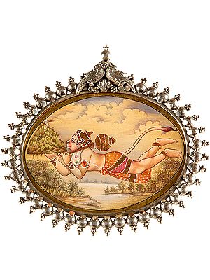 Flying Hanuman with Sanjeevani Mountain (Pendant)