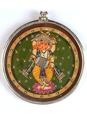 Ganesha Playing Mridangam and Dandia