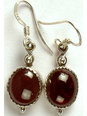 Garnet Cabochon Earrings