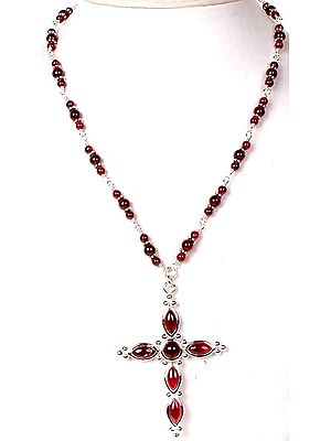 Garnet Cross Necklace