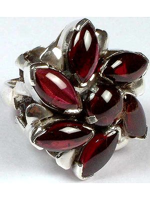 Garnet Flower Ring