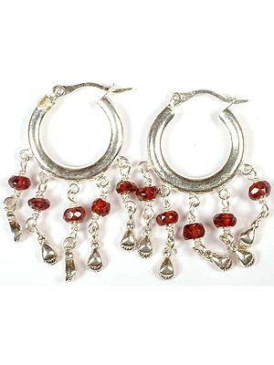 Garnet Hoop Earrings