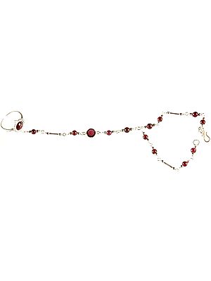 Garnet Slave Bracelet Attached with Ring