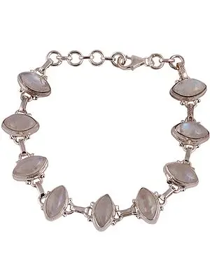 Sterling Marquise Bracelet with Rainbow Moonstones