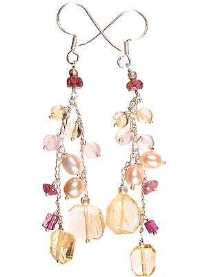 Gemstone Earrings (Citrine, Pearl and Pink Tourmaline)