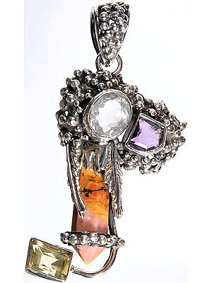 Gemstone Pencil Pendant (Agate, Crystal, Amethyst and Lemon Topaz)
