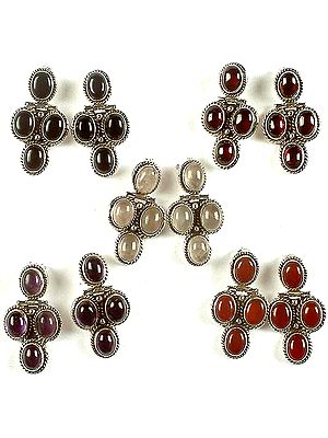 Gemstone Post-Earrings<br>(Black Onyx, Garnet, Rose Quartz, Amethyst, & Carnelian)