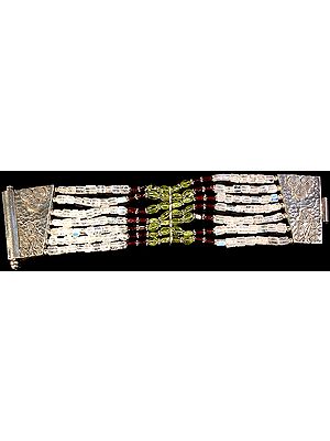 Gemstone Seven Layer Bracelet (Rainbow Moonstone, Garnet and Peridot)