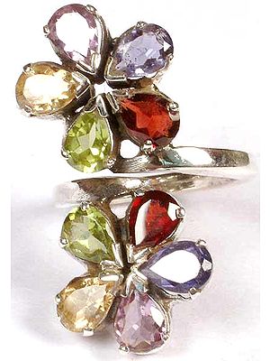 Gemstone Twin Flower Ring